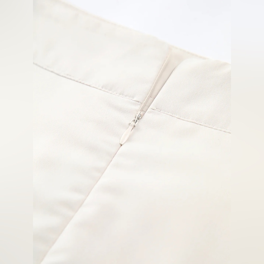 Commense Ivory Button-Front Asymmetrical Pleated Midi Skirt - Picture 6 of 6